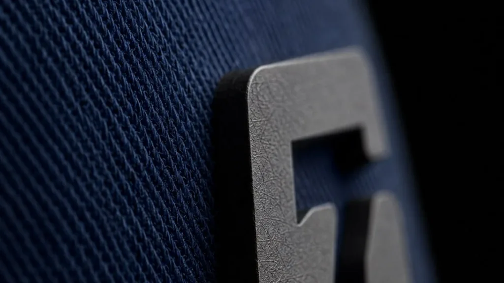 Macro of the raised die-cut S7 mark on the navy twill panel of a Solid Headwear cap